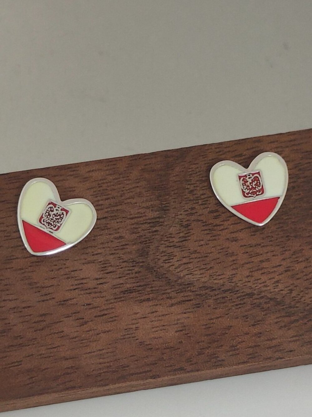 Poland Flag Heart Stud Earring Exclusive Designed S925 Silver with box